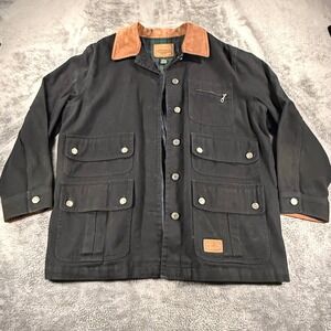 Lauren Ralph Lauren Jeans Co Y2K Black Barn Jacket Coat Suede Collar Plaid 1X